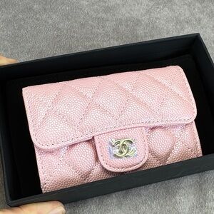 CHANEL Dupe Pink Textured Quilted Wallet
